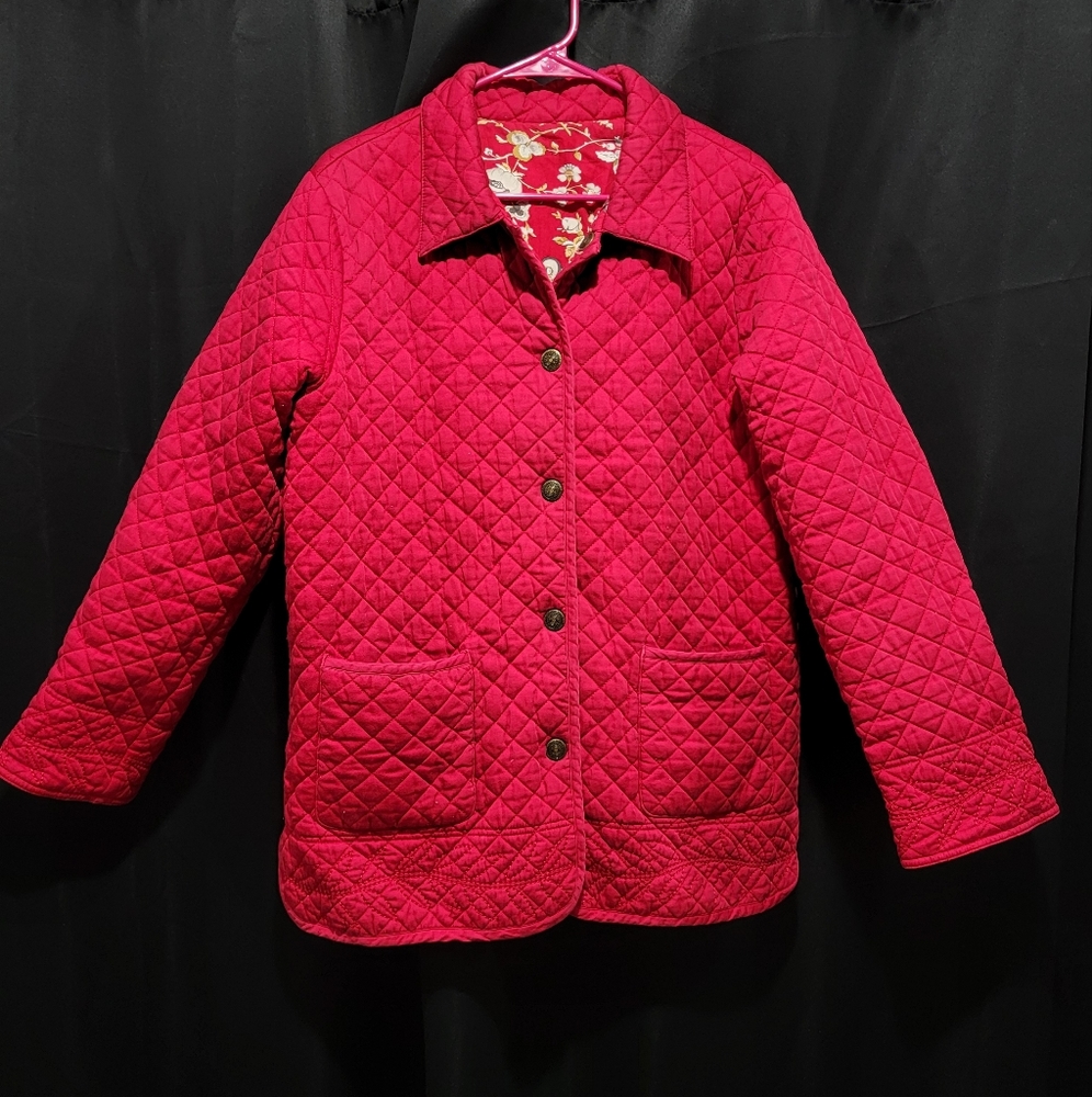 Vintage Quilted Reversible Red Floral Jacket